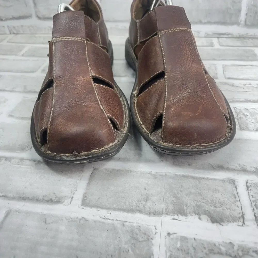 Born Fisherman Men’s Size 11 Brown Leather Closed Toe Vintage Boat Sandals